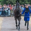Kathryn Robinson of Canada and Let it Bee taking part in the final horse inspection at the Mitsubishi Motors Horse Trials 2016